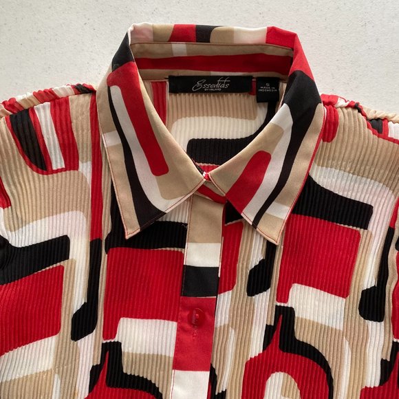 Essentials by Milano Shirt Womens S Multicolor Print Accordian Top - Picture 7 of 11